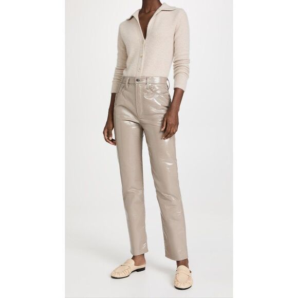 AGOLDE Leather 90s Pinch Waist Pants - Quail Patent - Picture 2 of 16